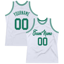Загрузить изображение в средство просмотра галереи, Custom White Kelly Green Authentic Throwback Basketball Jersey