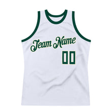 Laden Sie das Bild in den Galerie-Viewer, Custom White Hunter Green-Cream Authentic Throwback Basketball Jersey