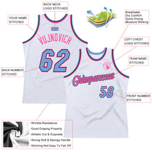 Загрузить изображение в средство просмотра галереи, Custom White Light Blue-Pink Authentic Throwback Basketball Jersey