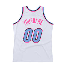 Загрузить изображение в средство просмотра галереи, Custom White Light Blue-Pink Authentic Throwback Basketball Jersey