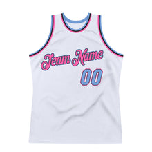 Загрузить изображение в средство просмотра галереи, Custom White Light Blue-Pink Authentic Throwback Basketball Jersey