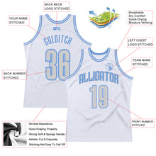 Загрузить изображение в средство просмотра галереи, Custom White Light Gray-Light Blue Authentic Throwback Basketball Jersey
