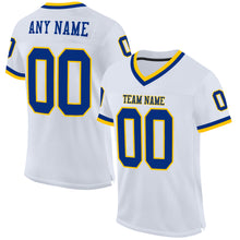Laden Sie das Bild in den Galerie-Viewer, Custom White Royal-Gold Mesh Authentic Throwback Football Jersey