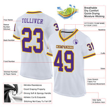 Load image into Gallery viewer, Custom White Purple-Gold Mesh Authentic Throwback Football Jersey