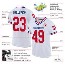Загрузить изображение в средство просмотра галереи, Custom White Red-Royal Mesh Authentic Throwback Football Jersey