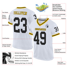 Load image into Gallery viewer, Custom White Black-Gold Mesh Authentic Throwback Football Jersey
