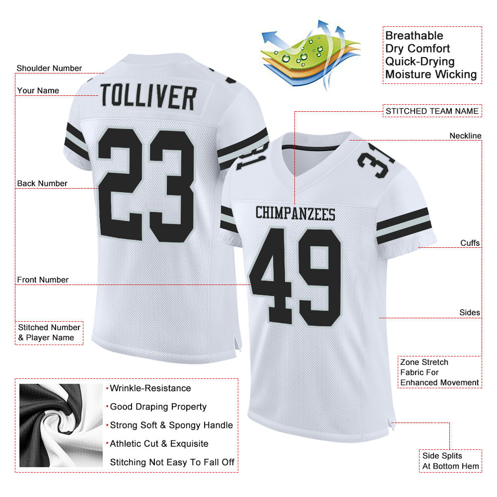 black and white american football jersey