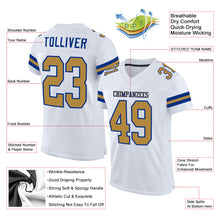 Load image into Gallery viewer, Custom White Old Gold-Royal Mesh Authentic Football Jersey