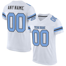 Load image into Gallery viewer, Custom White Light Blue-Steel Gray Mesh Authentic Football Jersey