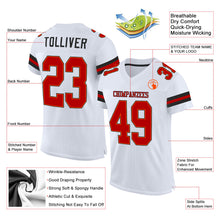 Laden Sie das Bild in den Galerie-Viewer, Custom White Red-Black Mesh Authentic Football Jersey