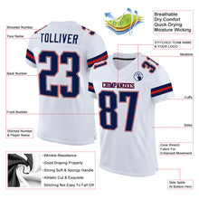 Load image into Gallery viewer, Custom White Navy-Scarlet Mesh Authentic Football Jersey