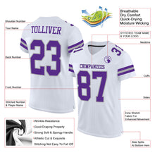 Charger l'image dans la galerie, Custom White Purple-Gray Mesh Authentic Football Jersey