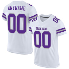 Charger l'image dans la galerie, Custom White Purple-Gray Mesh Authentic Football Jersey
