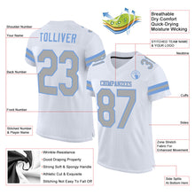 Load image into Gallery viewer, Custom White Gray-Light Blue Mesh Authentic Football Jersey