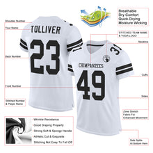 Load image into Gallery viewer, Custom White Black Mesh Authentic Football Jersey