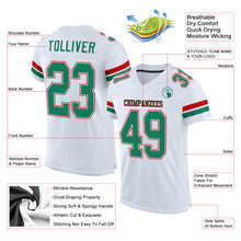 Charger l'image dans la galerie, Custom White Kelly Green-Red Mesh Authentic Football Jersey