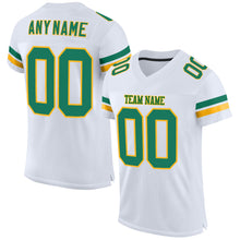 Charger l'image dans la galerie, Custom White Kelly Green-Gold Mesh Authentic Football Jersey