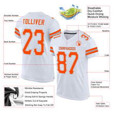 Charger l'image dans la galerie, Custom White Orange-Gray Mesh Authentic Football Jersey