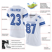 Laden Sie das Bild in den Galerie-Viewer, Custom White White-Royal Mesh Authentic Football Jersey