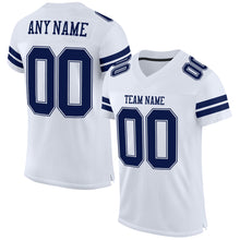 Load image into Gallery viewer, Custom White Navy-White Mesh Authentic Football Jersey