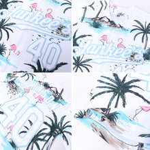 Laden Sie das Bild in den Galerie-Viewer, Custom White White-Light Blue 3D Pattern Design Hawaii Palm Trees Authentic Baseball Jersey