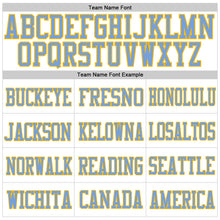 Load image into Gallery viewer, Custom White Light Blue-Gold Mesh Authentic Football Jersey