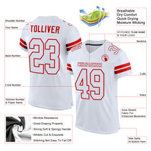 Laden Sie das Bild in den Galerie-Viewer, Custom White White-Red Mesh Authentic Football Jersey