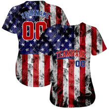 Laden Sie das Bild in den Galerie-Viewer, Custom White Red-Royal 3D American Flag Fashion Authentic Baseball Jersey