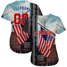Laden Sie das Bild in den Galerie-Viewer, Custom White Red-Royal 3D American Flag Fashion Authentic Baseball Jersey