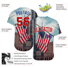 Laden Sie das Bild in den Galerie-Viewer, Custom White Red-Royal 3D American Flag Fashion Authentic Baseball Jersey