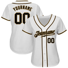 Laden Sie das Bild in den Galerie-Viewer, Custom White Black-Old Gold Authentic Baseball Jersey