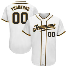 Laden Sie das Bild in den Galerie-Viewer, Custom White Black-Old Gold Authentic Baseball Jersey