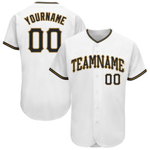 Laden Sie das Bild in den Galerie-Viewer, Custom White Black-Old Gold Authentic Baseball Jersey