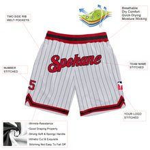 Загрузить изображение в средство просмотра галереи, Custom White Black Pinstripe Red-Black Authentic Basketball Shorts