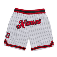 Загрузить изображение в средство просмотра галереи, Custom White Black Pinstripe Red-Black Authentic Basketball Shorts
