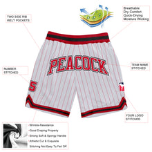 Load image into Gallery viewer, Custom White Red Pinstripe Red-Black Authentic Basketball Shorts