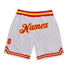 Charger l'image dans la galerie, Custom White Red Pinstripe Red-Gold Authentic Basketball Shorts