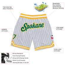 Load image into Gallery viewer, Custom White Kelly Green Pinstripe Kelly Green-Gold Authentic Basketball Shorts