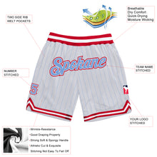 Charger l'image dans la galerie, Custom White Light Blue Pinstripe Light Blue-Red Authentic Basketball Shorts