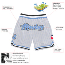 Загрузить изображение в средство просмотра галереи, Custom White Light Blue Pinstripe Light Blue-Black Authentic Basketball Shorts