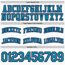 Load image into Gallery viewer, Custom White Teal Pinstripe Teal-Purple Authentic Basketball Shorts