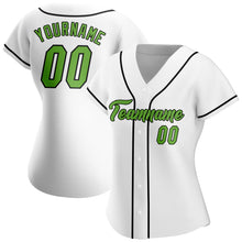 Laden Sie das Bild in den Galerie-Viewer, Custom White Neon Green-Black Authentic Baseball Jersey