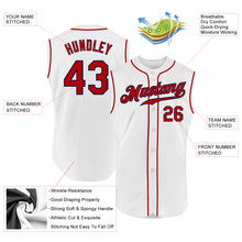 Laden Sie das Bild in den Galerie-Viewer, Custom White Red-Navy Authentic Sleeveless Baseball Jersey