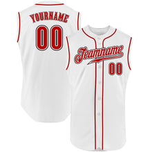 Load image into Gallery viewer, Custom White Red-Black Authentic Sleeveless Baseball Jersey