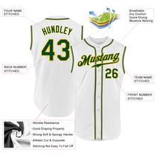 Laden Sie das Bild in den Galerie-Viewer, Custom White Green-Gold Authentic Sleeveless Baseball Jersey