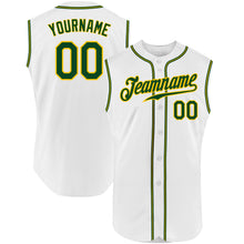 Laden Sie das Bild in den Galerie-Viewer, Custom White Green-Gold Authentic Sleeveless Baseball Jersey