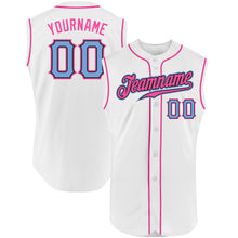 Загрузить изображение в средство просмотра галереи, Custom White Light Blue-Pink Authentic Sleeveless Baseball Jersey