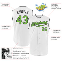 Laden Sie das Bild in den Galerie-Viewer, Custom White Neon Green-Black Authentic Sleeveless Baseball Jersey