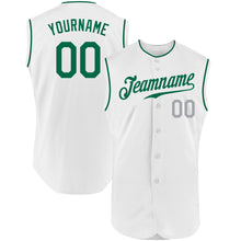 Загрузить изображение в средство просмотра галереи, Custom White Kelly Green-Gray Authentic Sleeveless Baseball Jersey