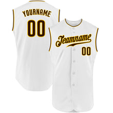 Laden Sie das Bild in den Galerie-Viewer, Custom White Brown-Gold Authentic Sleeveless Baseball Jersey